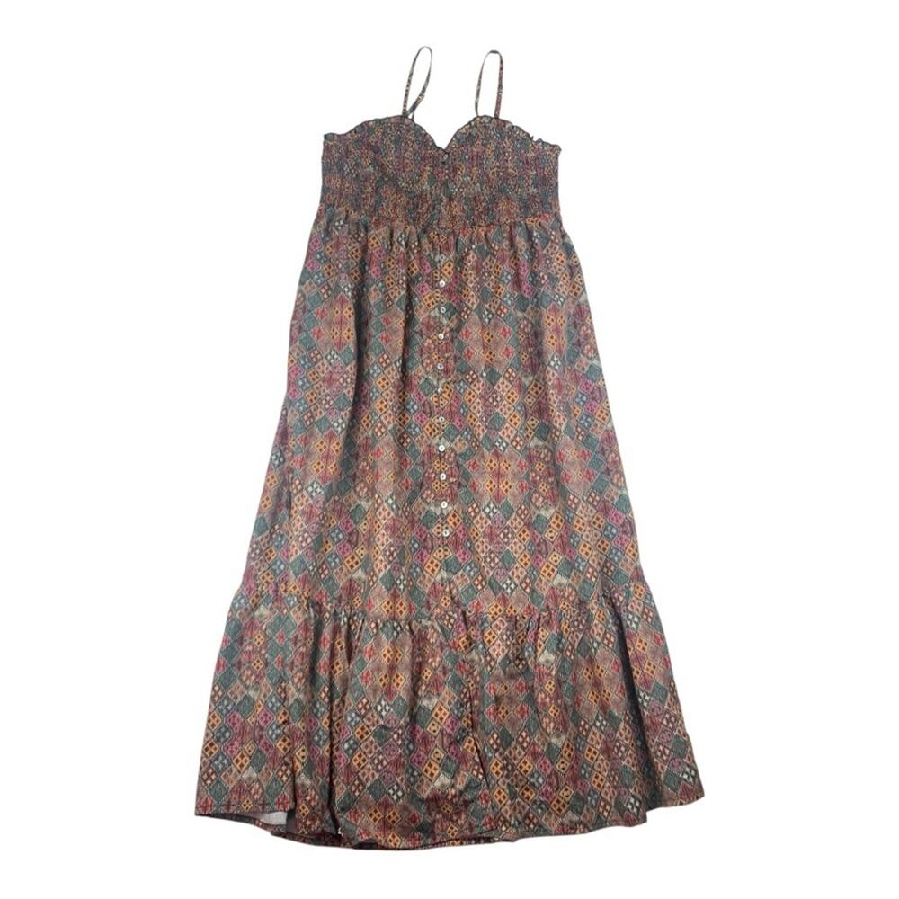 World Market women's small medium maxi dress printed boho multi color prairie